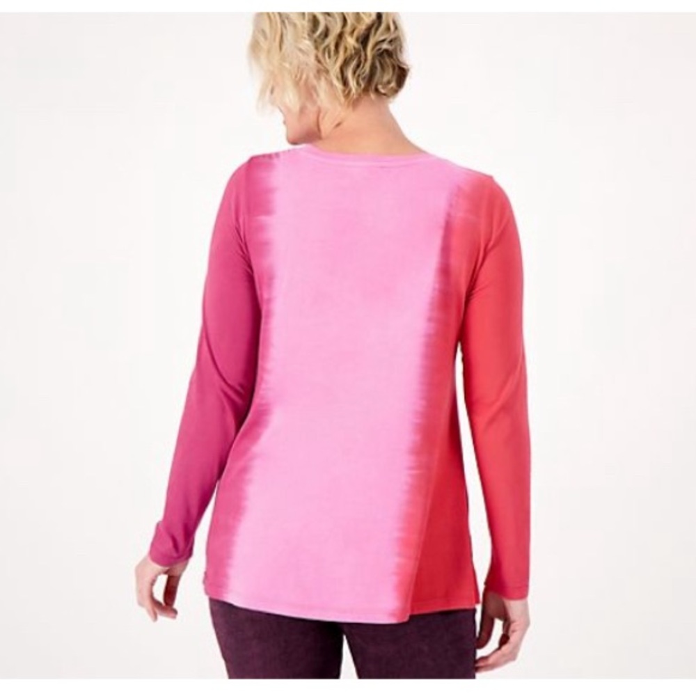 LOGO by Lori Goldstein Fade-Out Tie-Dye Long Sleeve Top